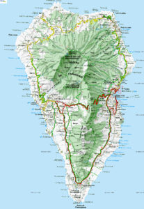 Figure 2. Map of La Palma with place names and roads prior to the 2021 eruption. Sourced from GiFex Maps (2010).